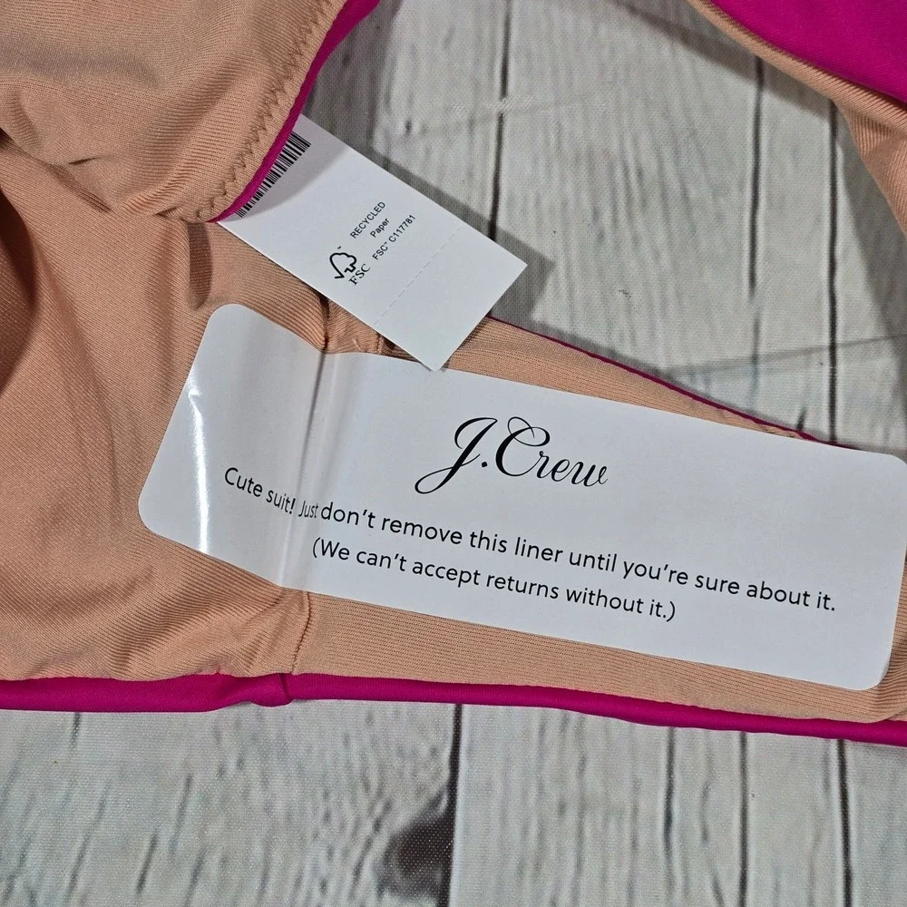 J. Crew Curved-waist cheeky‎ bikini bottom Radiant Fuchsia S NWT